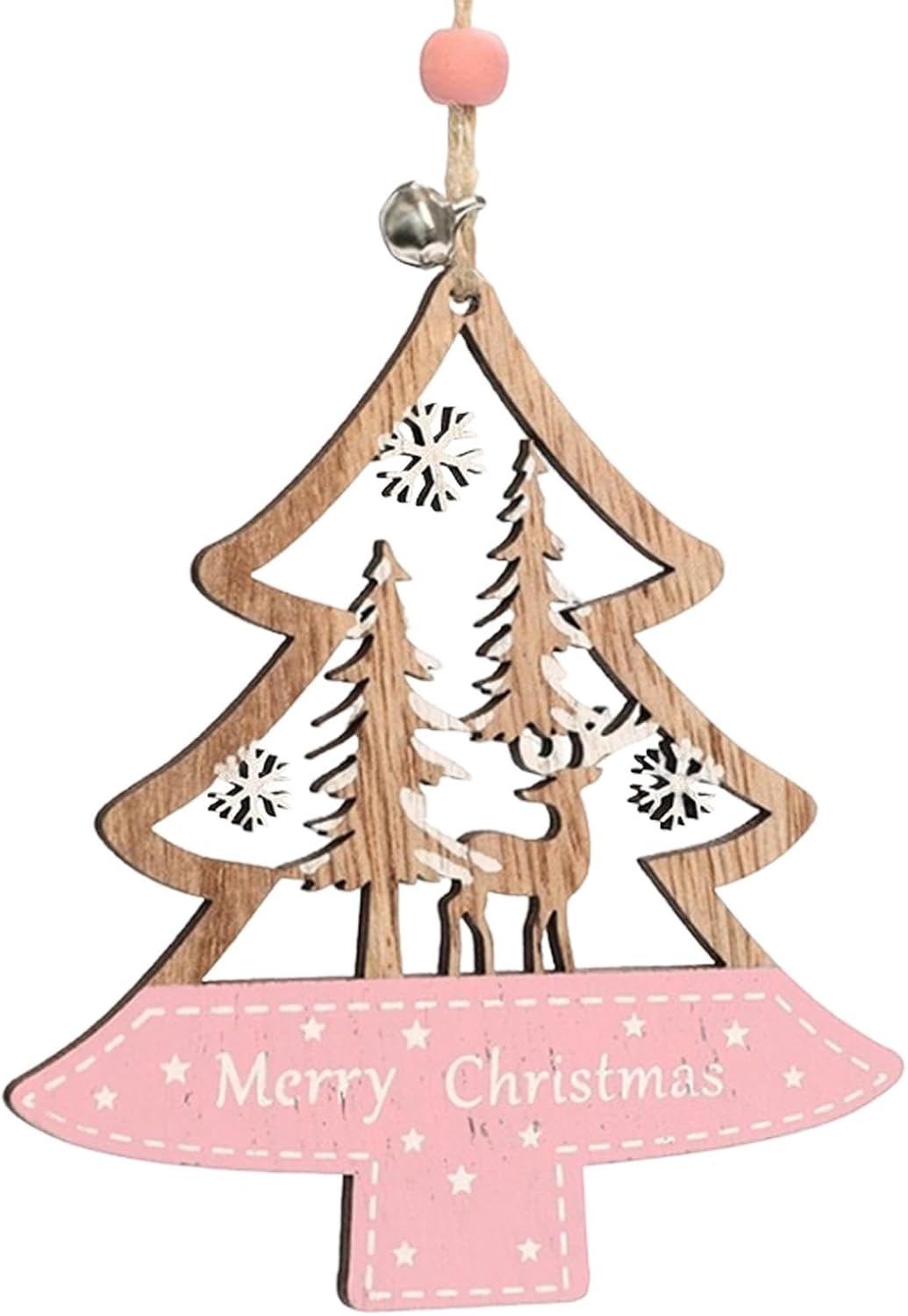 Christmas Elk Hollow Carved Snowflakes Tree Santa Claus Wood Pendant Painted Love Old Men Sign for Door Wooden Reindeer Ornament