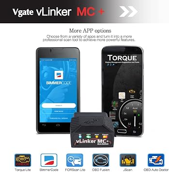 Vgate vLinker MC+ Bluetooth 4.0 (for Android, iOS, Windows) & 16 Pin OBD2 Splitter 12 inches