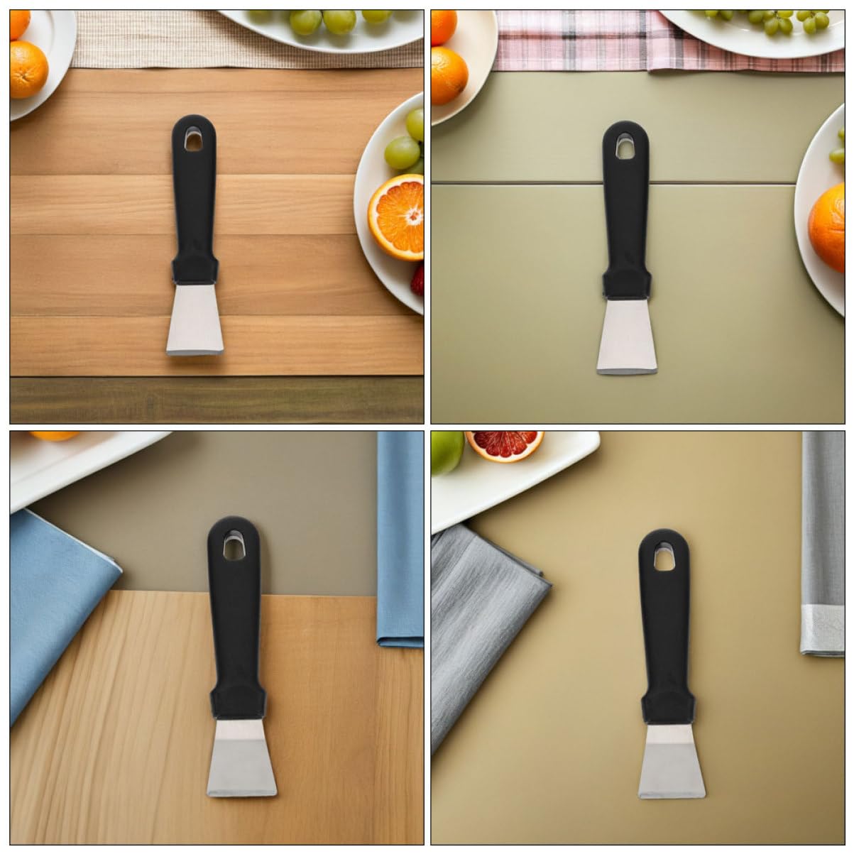 Set di 10 Spatole Pulizia in Acciaio Inox per Sbrinamento | Nero, Struttura Pp Robusta, Adatte a Cappa e Freezer, Formato Compatto per Riporre Facilmente