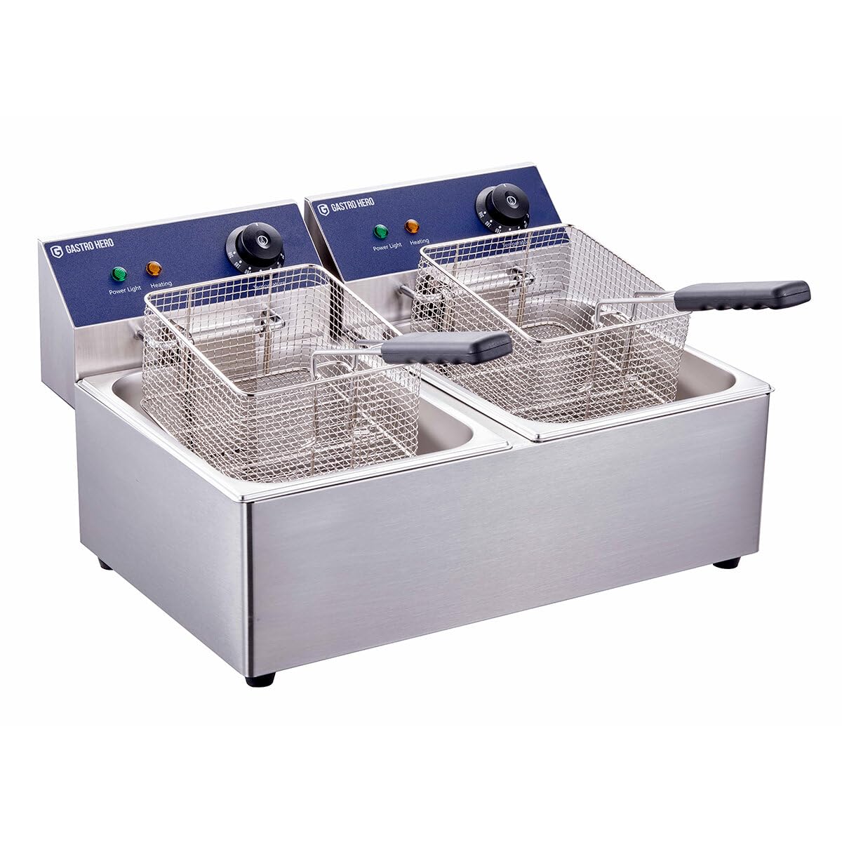 GastroHero Friggitrice elettrica doppia, 2 x 6 l, 230 V, in acciaio inox, EF-ECO6_6