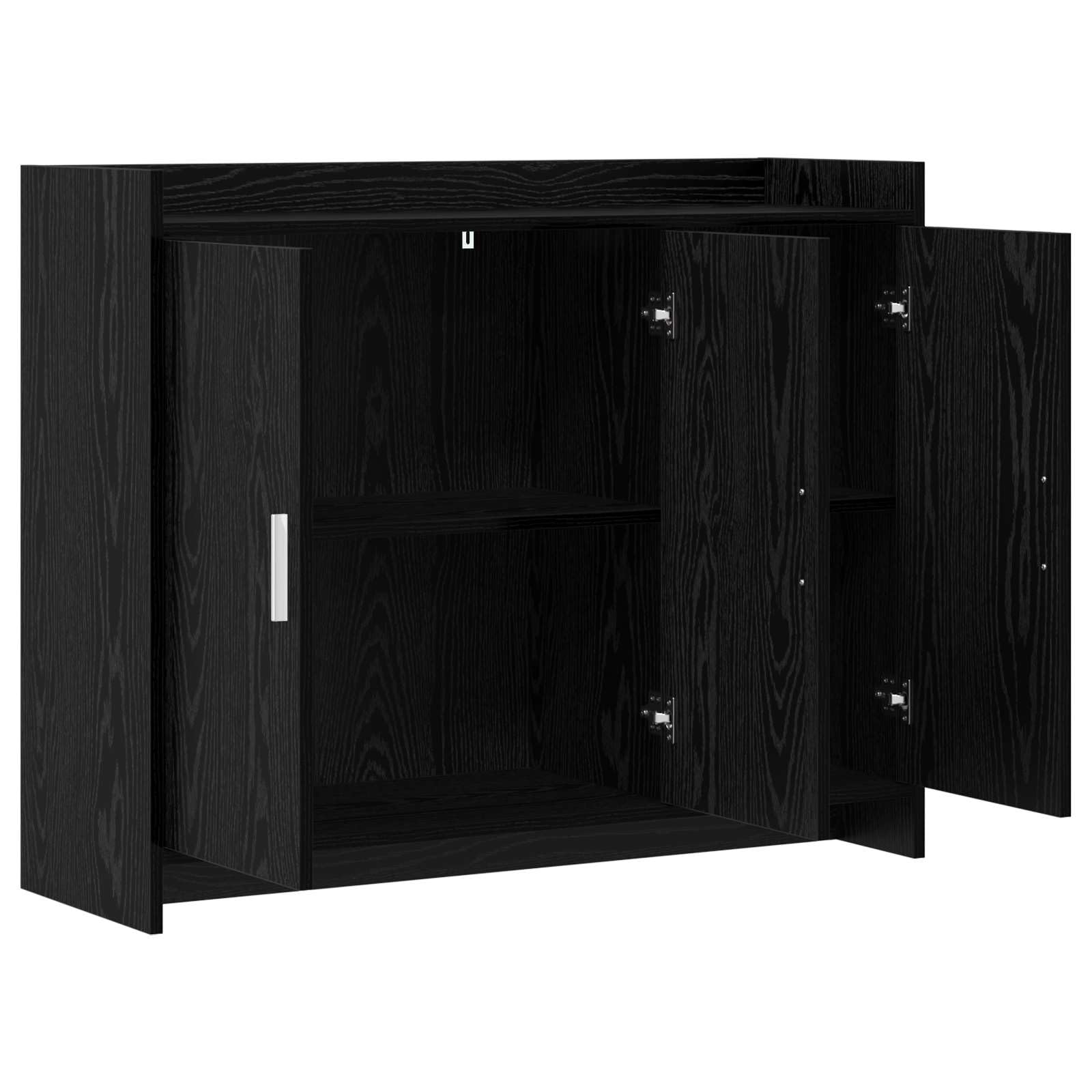 Credenza in rovere nero, 98,5 x 33 x 80 cm, credenza a 3 ante