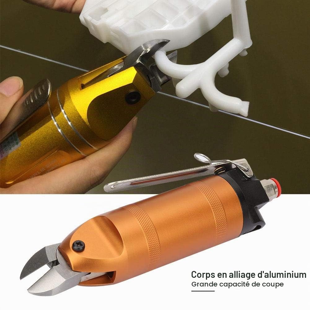Ciseaux pneumatiques, outil de coupe pneumatique pour pince coupante pour fil métallique ron pince à fil en laiton en acier inoxydable HS20 coupe-fil pour cisaillement à air(HS20-S5)