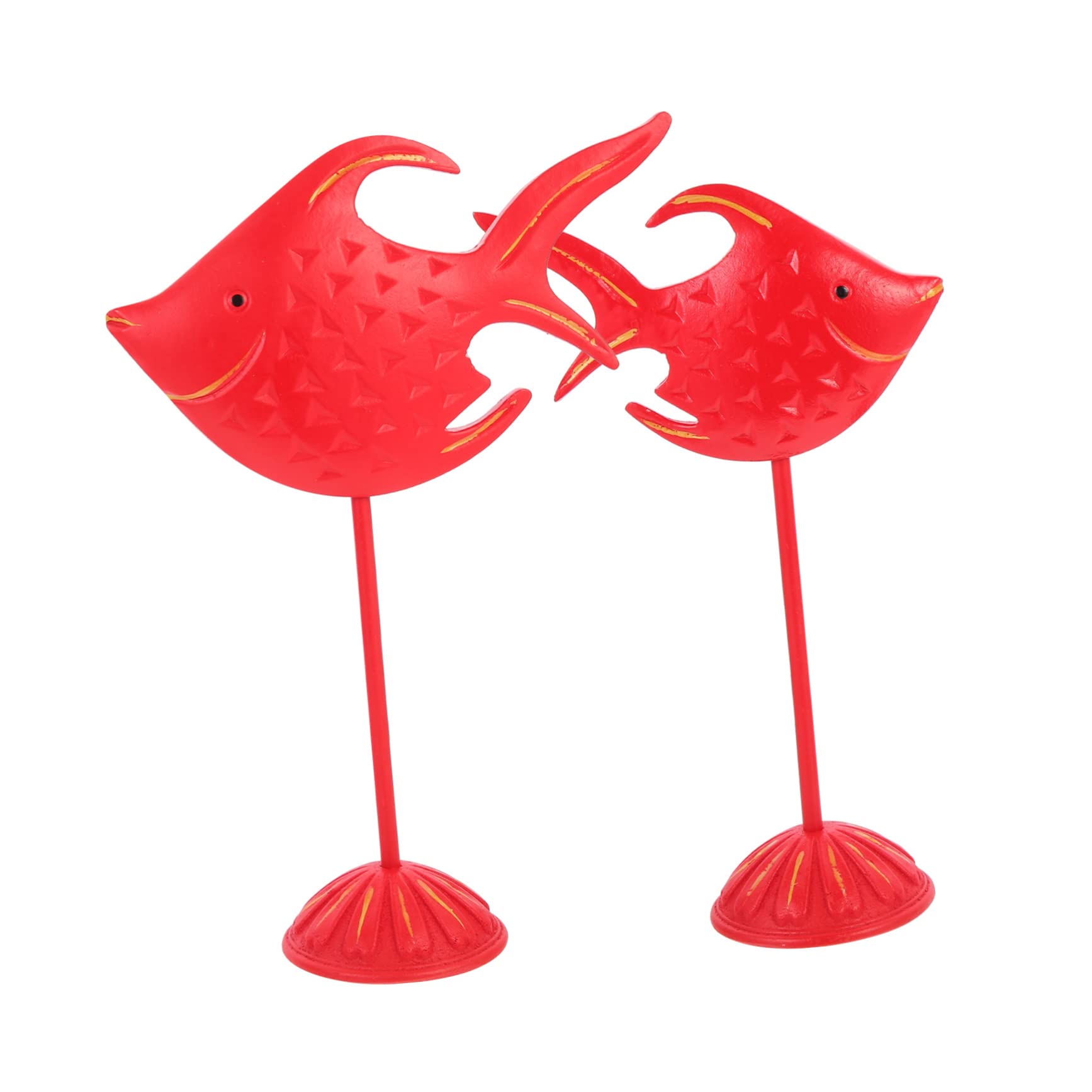 Ornements de poisson de nage de bois 2 pièces pour décoration de table bord de mer