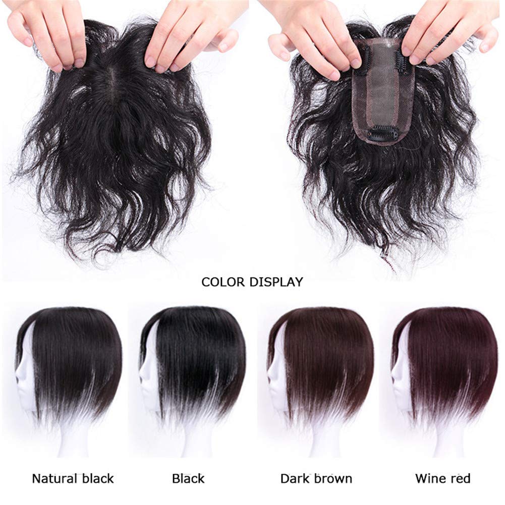 Women Short Topper Real Human Hair Weave Female Wig Natural Fluffy Hairpiece Straight 18 cm Light Brown