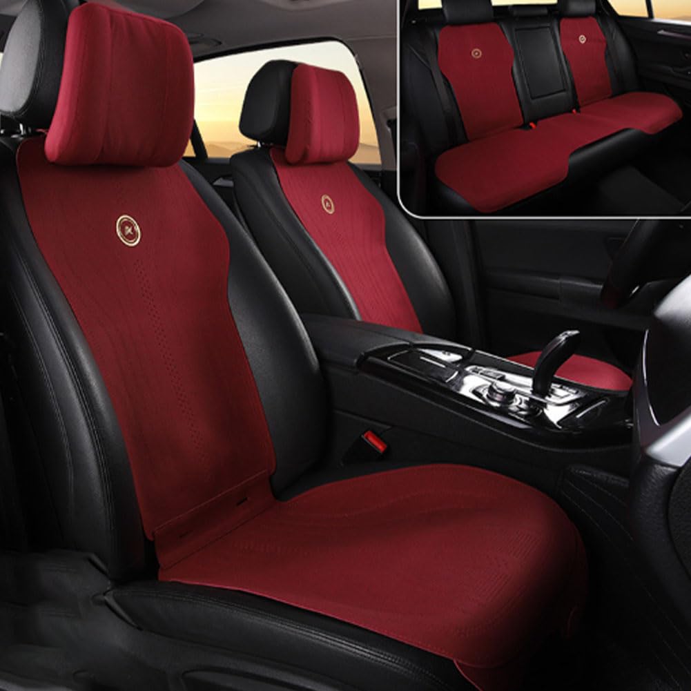 Car Suede Seat Cushion For Hon-da HRV HR-V II 2015-2020, Breathable Protectors Pad Comfortable Mats Front Rear Full Set Non Slip Cushions Sets Accessory,A