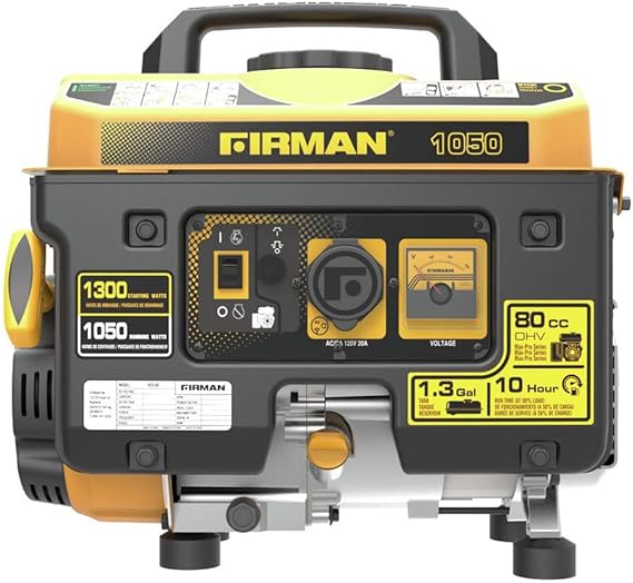Firman P01001 1300/1050 Watt Recoil Start Gas Portable Generator CARB
