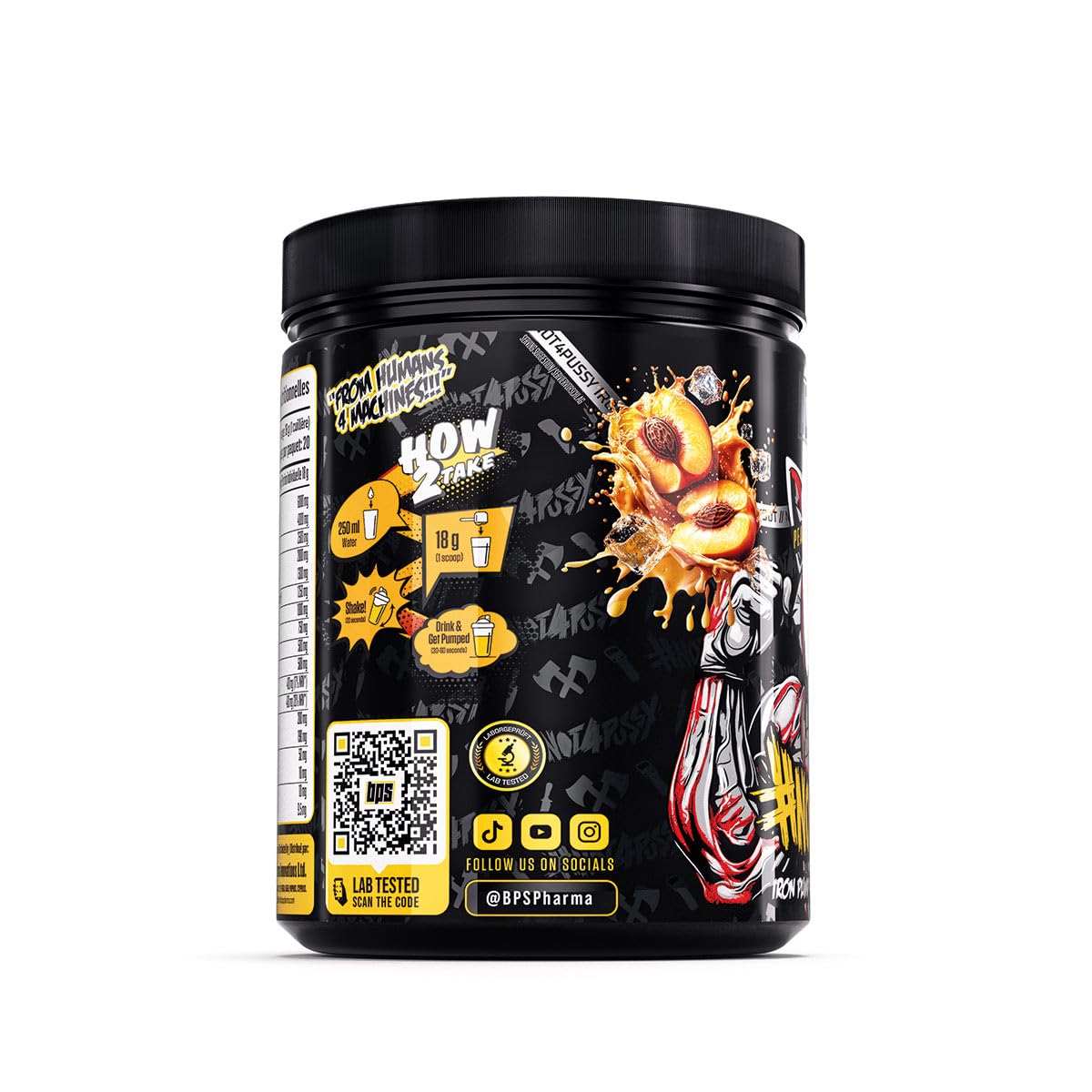 BPS PHARMA IRON PUMP – Pre Workout Pump Booster ohne Koffein – Für Training, Fokus & Muskelpump – Mit Citrullin & Arginin – Pfirsich Eistee Geschmack – 400 g