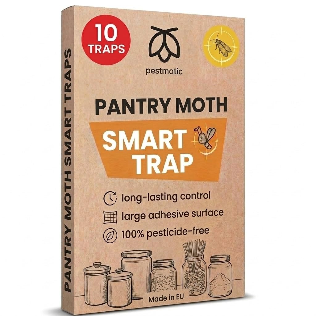 Pestmatic Smart Food Moth Trap x 10, Pantry Monitoring Moth Traps for the Kitchen, Pheromone Indian Meal Moth Catcher, Anti-Moth Sticky Adhesive Board, Alternative for Moth Killer and Moth Repellent