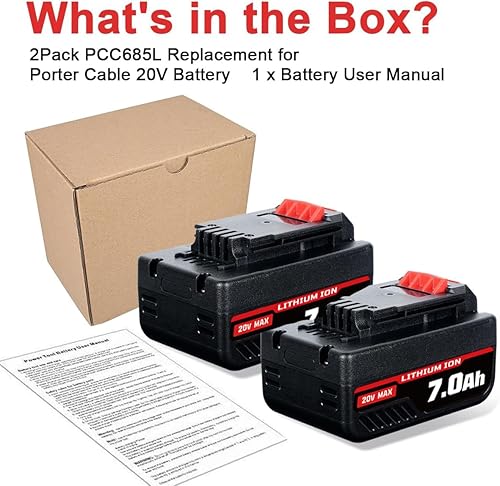 Miniatura 3 de Paquete de 2 baterías de repuesto de 6 Ah para cable Porter de 20 V de litio máximo PCC685L PCC680L PCC682L PCC685LP