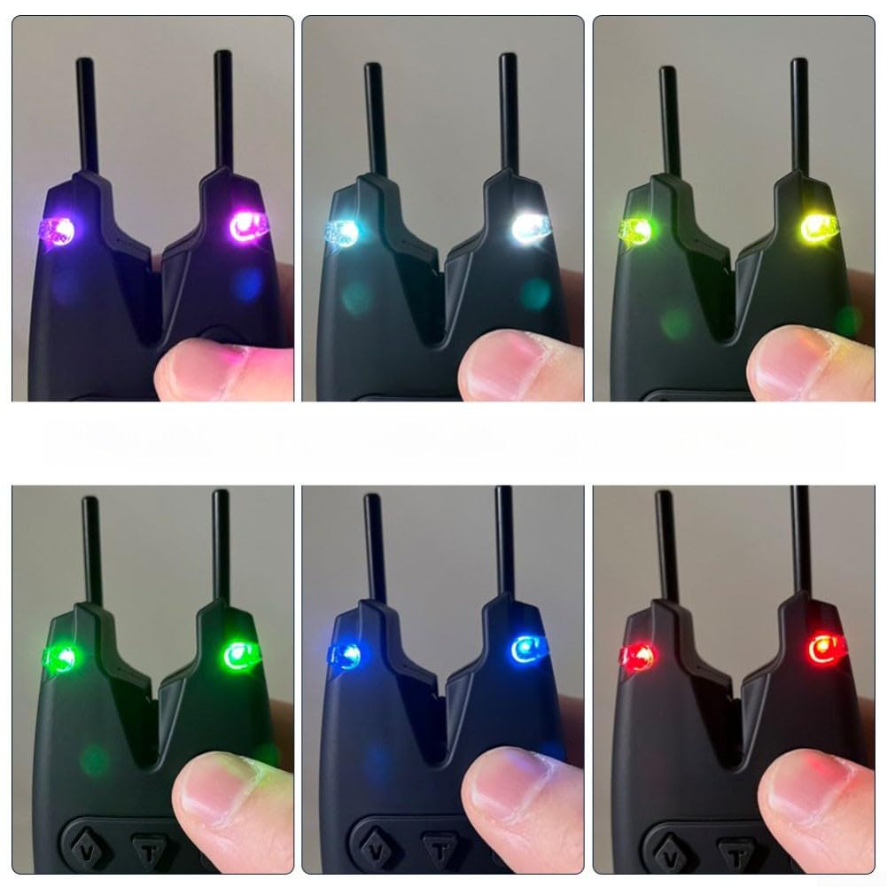 Zeroupshop Alarma de mordida de pesca de carpa con ajuste de tono de volumen ajustable y ajustes de sensibilidad, indicador de luz LED multicolor - negro, para pescadores y pesca al aire libre (2 — view 5