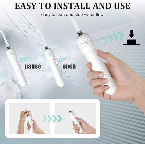 Miniatura 4 de Irrigador dental de agua, limpiador de dientes de agua, 2 puntas de chorro y 10 niveles de presión, 30.4 fl oz de agua grande para la familia (negro)