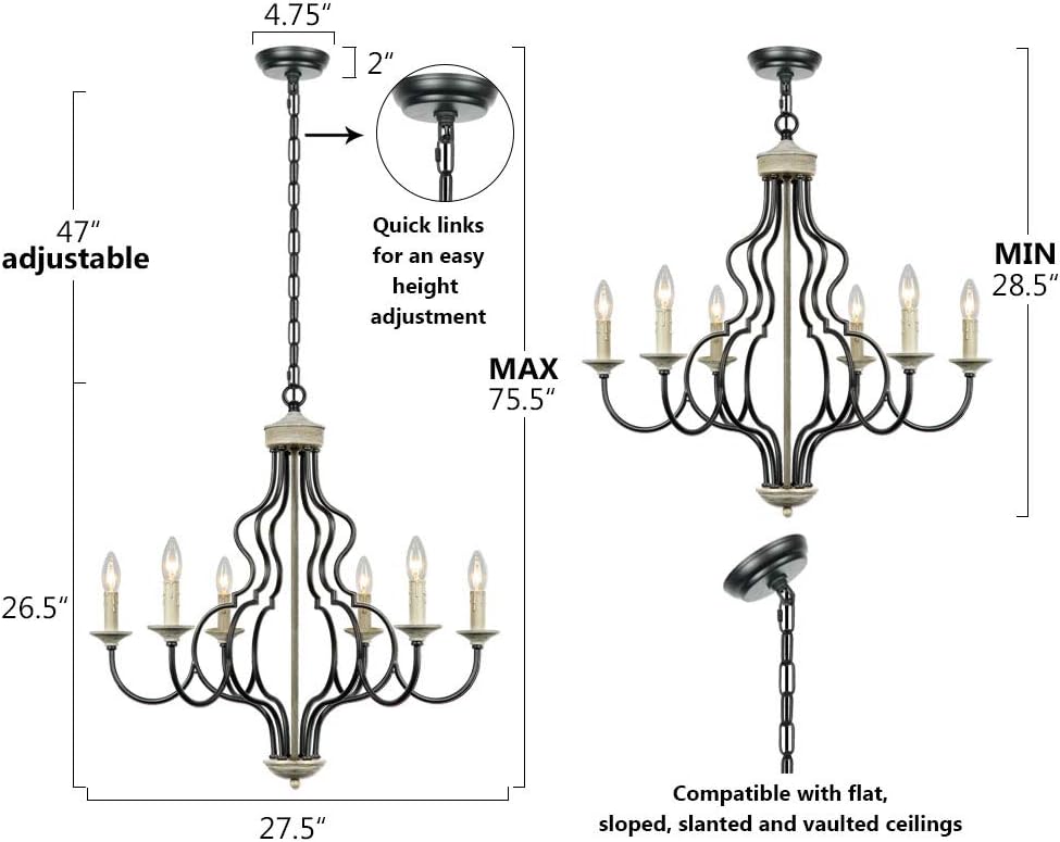 Flаѕh Dеаlѕ - 50% оƒƒ Lampundit 6-Light Farmhouse Chandelier for Dining Room Kitchen Island Lighting Hanging Fixture, 27.5 inches Diameter, Oil Black & Gray Finish Bеѕt Dеаl Prоduсt Lampundit 6-Light Farmhouse Chandelier for Dining Room Kitchen Island Lighting Hanging Fixture, 27.5 inches Diameter, Oil Black & Gray Finish