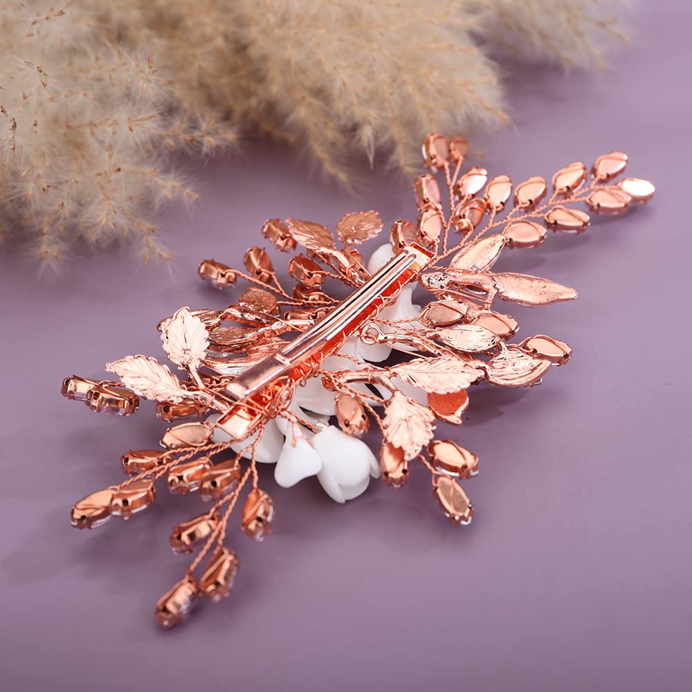 Amazon.com : Teyglen Bridal Wedding Flower Rhinestone Hair Clip