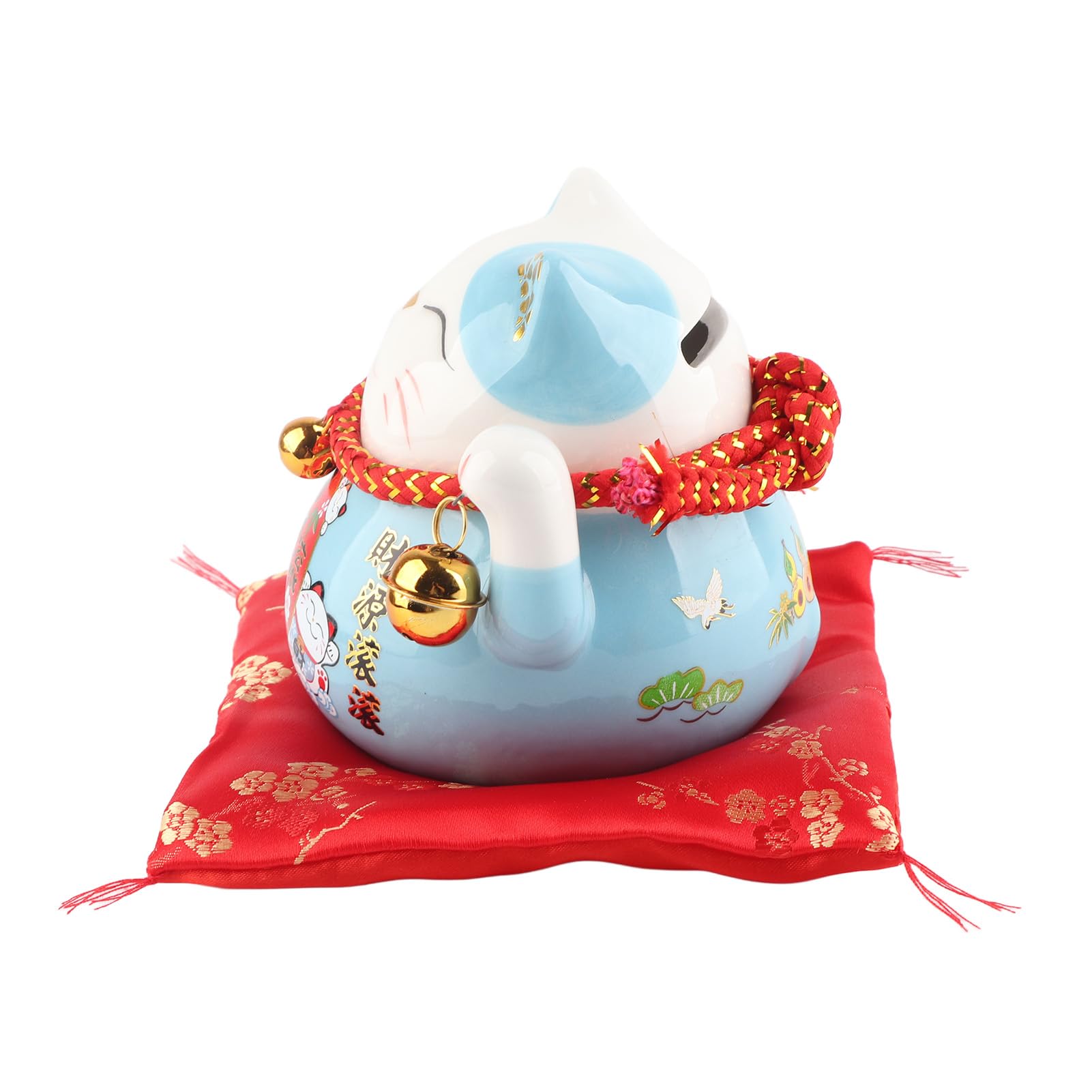 Gatto Maneki Neko, Salvadanaio per Gatti Portafortuna, Salvadanaio in Ceramica da 4,5 Pollici con Campane, Oggetto Kawaii Deco, Lucky Cat Porcellana, Gatto cinese Asia Decorazione, Fortuna(Gatto Blu)