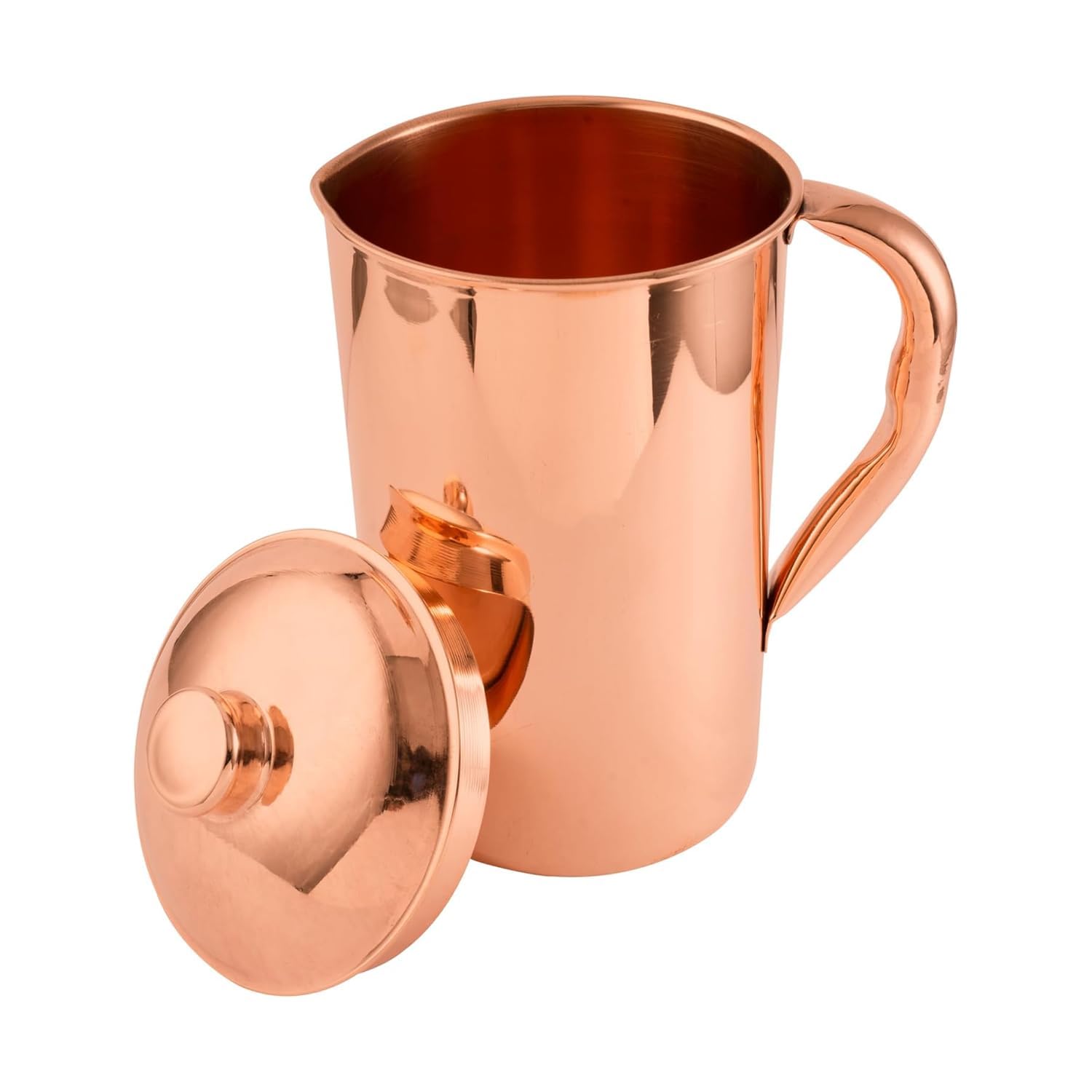 Photo 1 of 2activelife 100% Pure Copper Pitcher 50.72 Oz / 1500 ml | Drinking Water Traditional Plain Pitcher With Lid | Copper Jug Handle Water Bottle | Ayurveda Health Benefits | Serving Water in Daily Use
