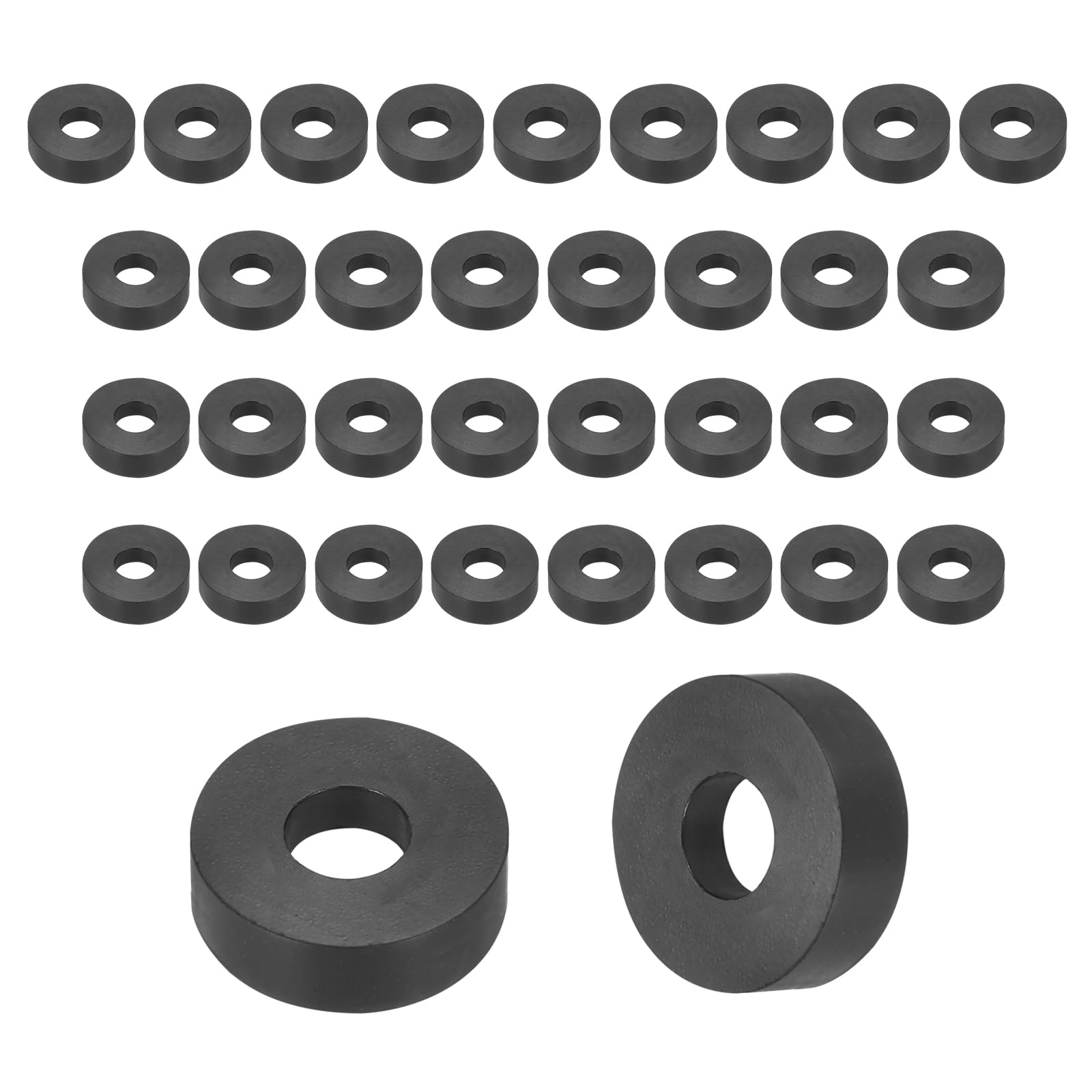 sourcing map 25Pcs Rubber Spacers, 30mm OD, 10mm ID, 10mm Thick Black Round Anti Vibration Rubber Pads Isolation Bushings Washer for Home Cars Boat(1.18" OD x 0.39" ID x 0.39" Thick)