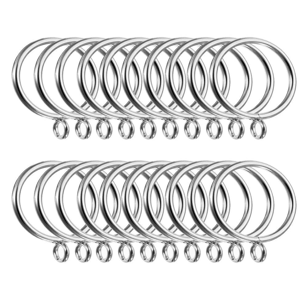Crozgan Silver 50 Pack 38Mm Curtain Rings,Durable And Rust-Resistant Metal Curtain Rings For Poles Shower Curtains Rods,Drapery
