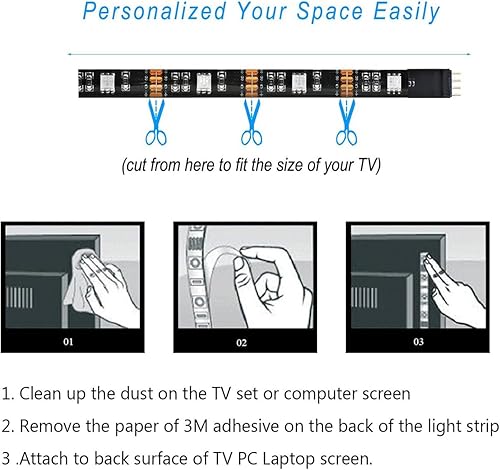 Miniatura 7 de Joursdela 1 tira de luz LED 5050+4040 de 5 V, 6.5 pies, RGB+WW, alimentada por USB, 24 teclas de control remoto para dormitorio, pasillo, decoración
