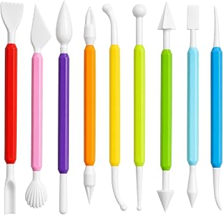 9-Teiliges Modelierwerkzeugset,Lufttrocknende Ton Werkzeug,Doppelkopf Fondant Modellierwerkzeuge,Tonwerkzeug-Set Buntes,für Töpfer-Ton,Skulptur,Basteln,Kunstunterricht,DIY-Keramik,Polymer Clay Tools