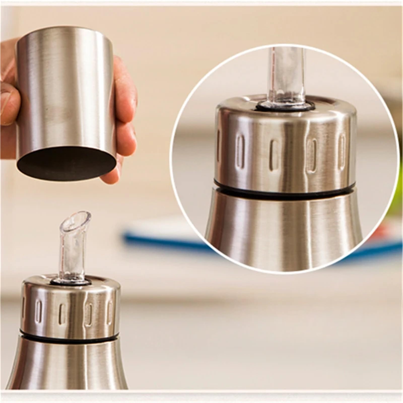 Oliera Acciaio Inox Bottiglia versatore di aceto a tenuta stagna for dispenser olio d'oliva in acciaio inossidabile da 500 ml/750 ml/1000 ml