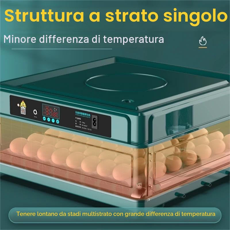 Incubatrice Professionale a LED Per Uova Con Sistema Di Ribaltamento Automatico E Controllo Della Temperatura - 9/15 (9 Pezzi