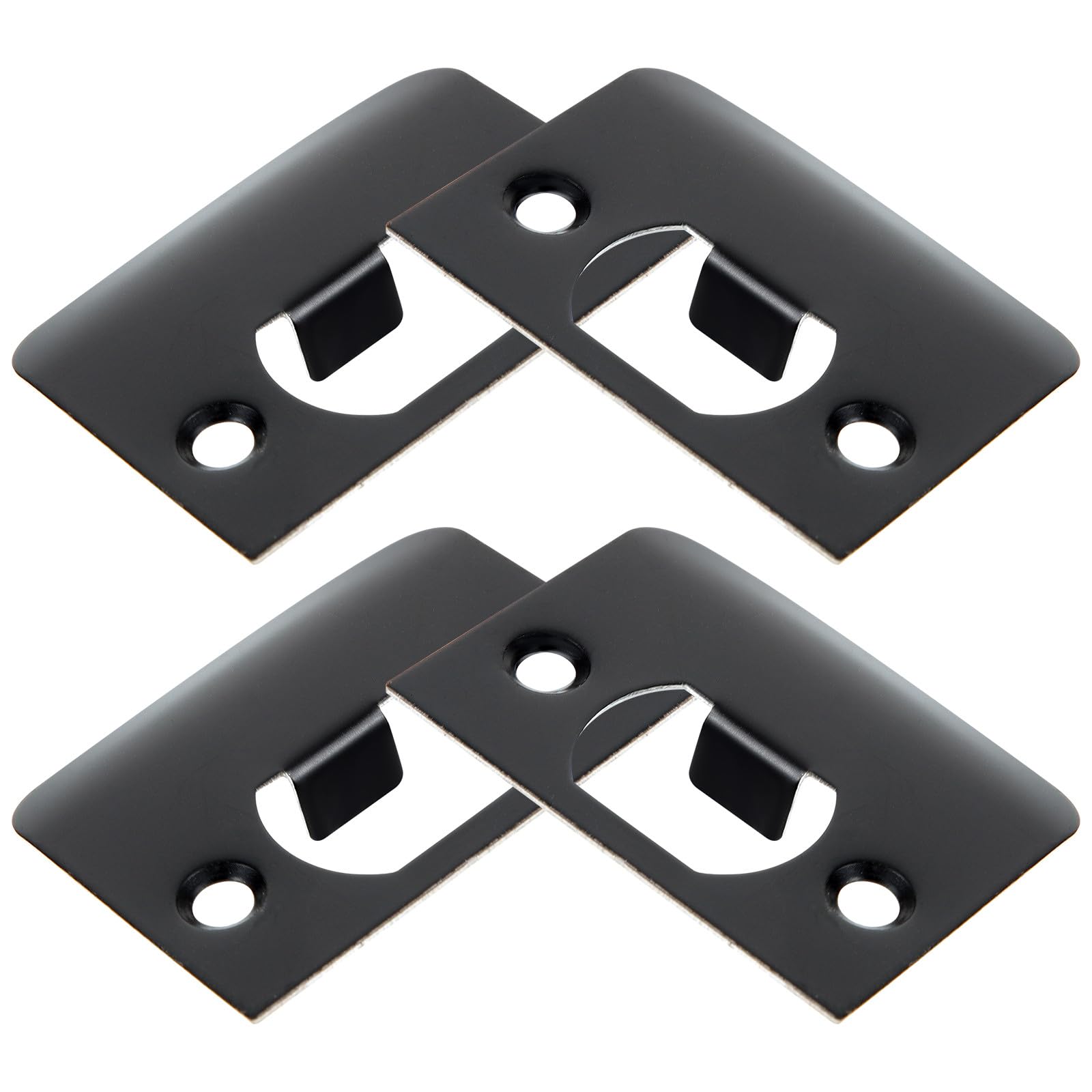 Placa de cerrojo D en ángulo recto Zerodeko de acero inoxidable negro para puertas, 4 piezas