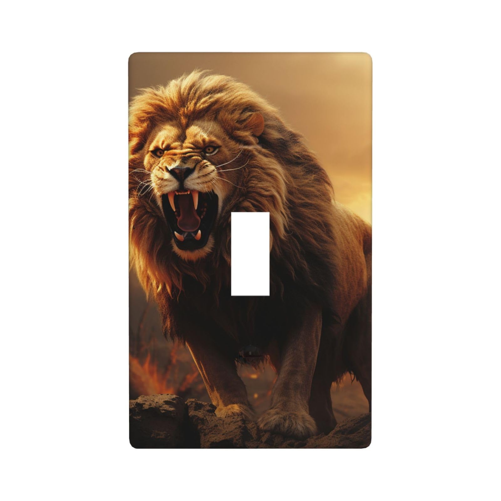 1-Gang Decorator Wall Plate Angry Roaring Lion Light Switch Cover Single Toggle Receptacle Outlet Wall Plate 4.5" x 2.8" Wallplate Unbreakable Polycarbonate Outlet Faceplates Covers