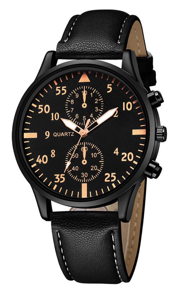 Men Watches Casual Business Chronograph Wristwatch Leather Strap Analog Quartz Watches for Men