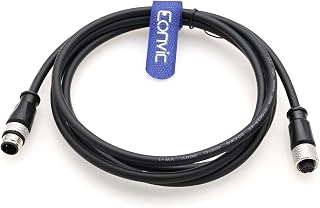 Eonvic M12 3pin A Code Male to Female Sensor Cable, 2m, IP67 Waterproof, 4A, 250V, 22AWG, Industrial Power Cable for Wind Power, High-Speed Rail, Construction Machinery