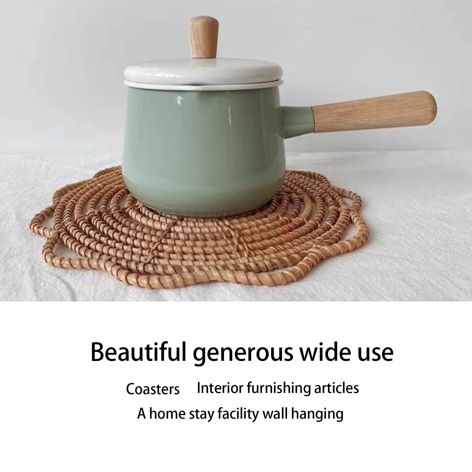 Boho Muurmand Decor, Hangende Geweven Rotan Muurdecoratie, Handgemaakte Ronde Platte Muurkunstmand, Rustieke Hangende Keukenmanden, Decoratieve Rieten Geweven Mand voor Badkamer Slaapkamer(#1