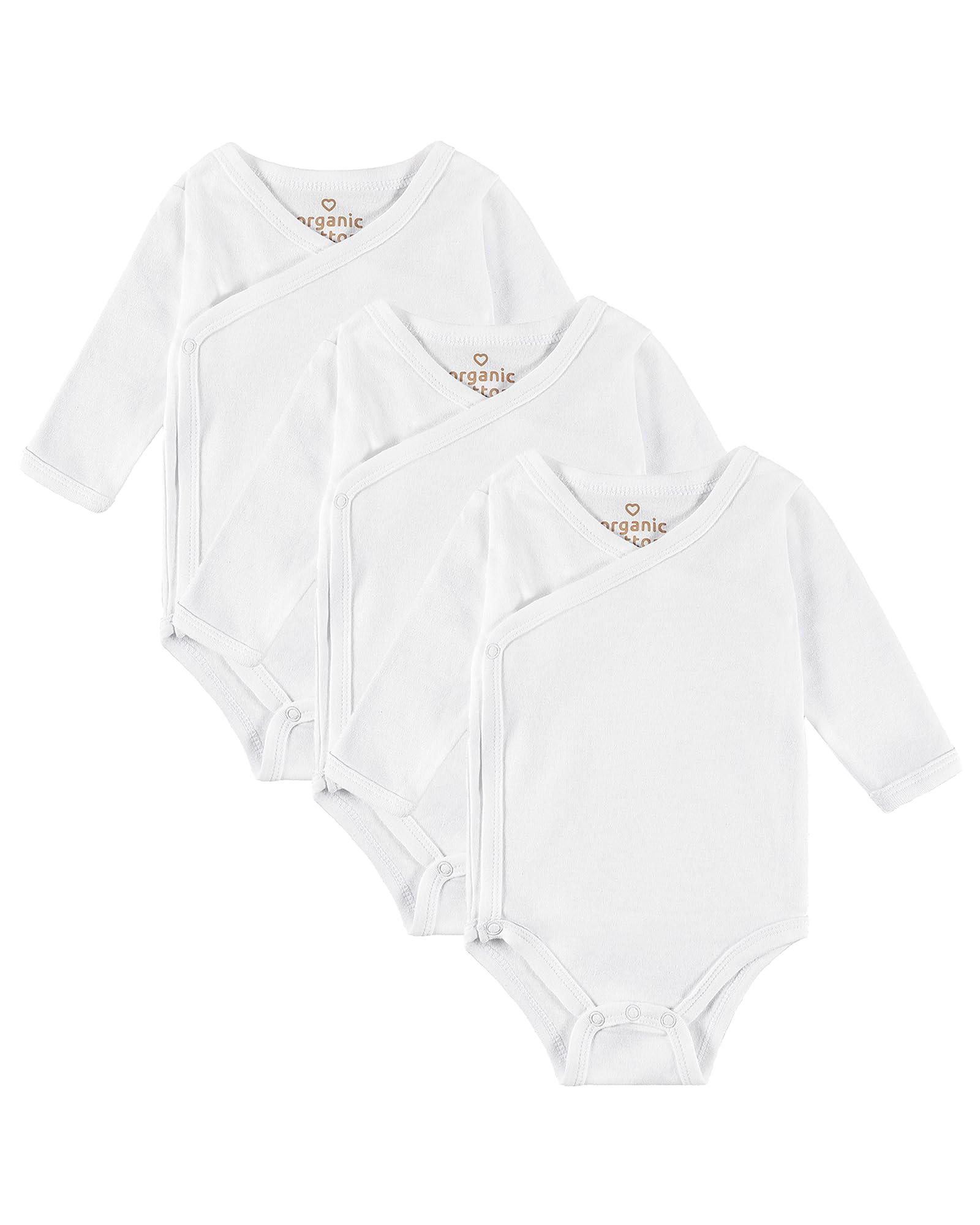 Kindsgard Baby wikkelbodys, verpakking 3 x, lange mouwen, uniseks, 100% biologisch katoen, Oeko-Tex gecertificeerd, eenvoudig in gebruik, ideaal voor pasgeborenen en zuigelingen