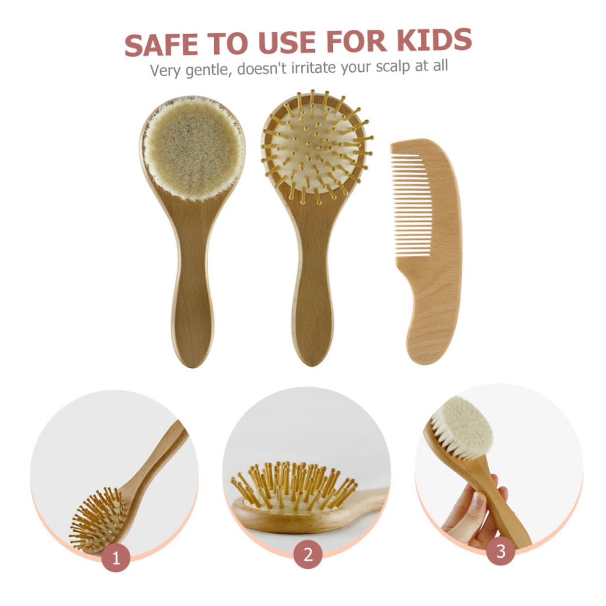 FRCOLOR 4 set di spazzole per capelli per bambini, in carta velina per sacchetti, no spazzola per la cura dei capelli dei bambini, set di pettini, a per shampoo per, a per