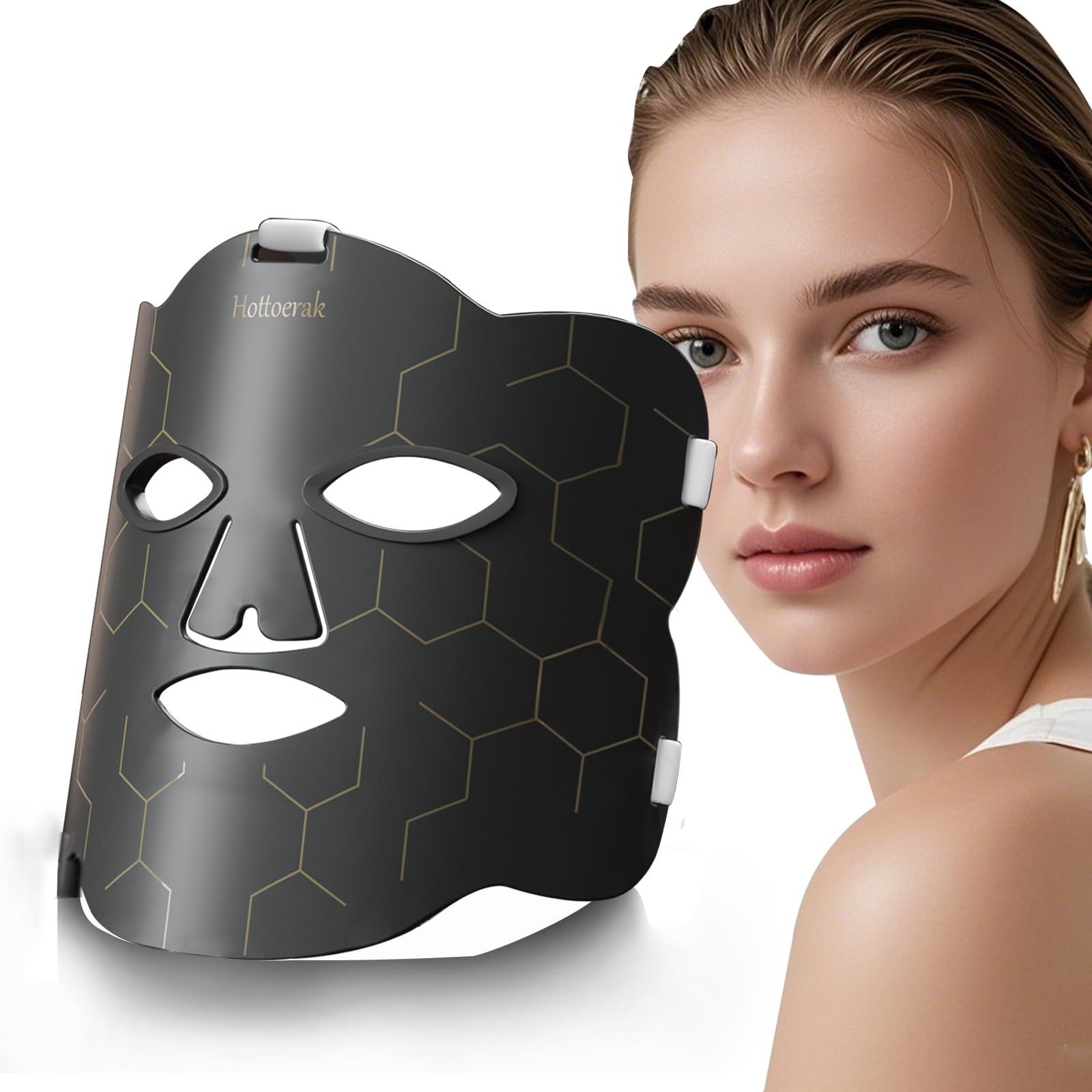 LED Maske Gesicht, 660nm&850nm Silikon Infrarot Maske Gesicht, Rotlicht Maske mit 6000mAh Akku, 10/15/20Min Timer, 5 Helligkeitsstufen, Tragbare Red Light Mask, Geschenke für Frauen