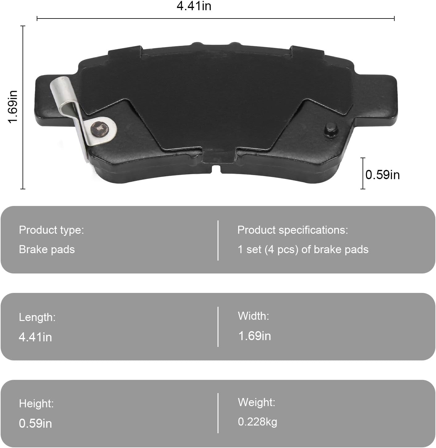 Rear Ceramic Brake Pads with Hardware Kit for 2005-2010 Honda Odyssey