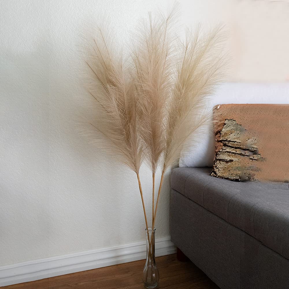 Fausses Plantes Simulées Fleurs Séchées， 1 Pièces Faux Herbe De Pampa Décor Plume Herbe Artificielle Phragmites Australis Vase Décorations Faux Roseaux Plantes Fleurs Éternelles Pampas Grass Vase(Burg