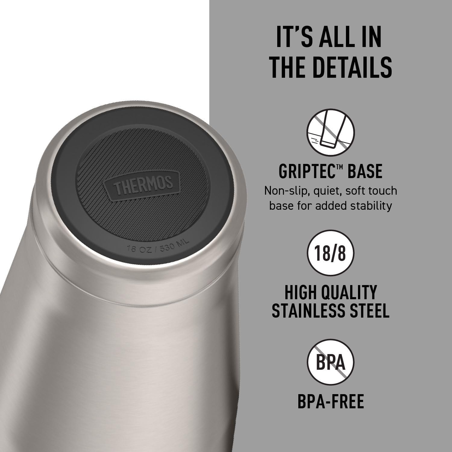 THERMOS ICON SERIES, Stainless Steel Mug with Slide Lock, 18 Ounce, Matte Stainless Steel - Image 5