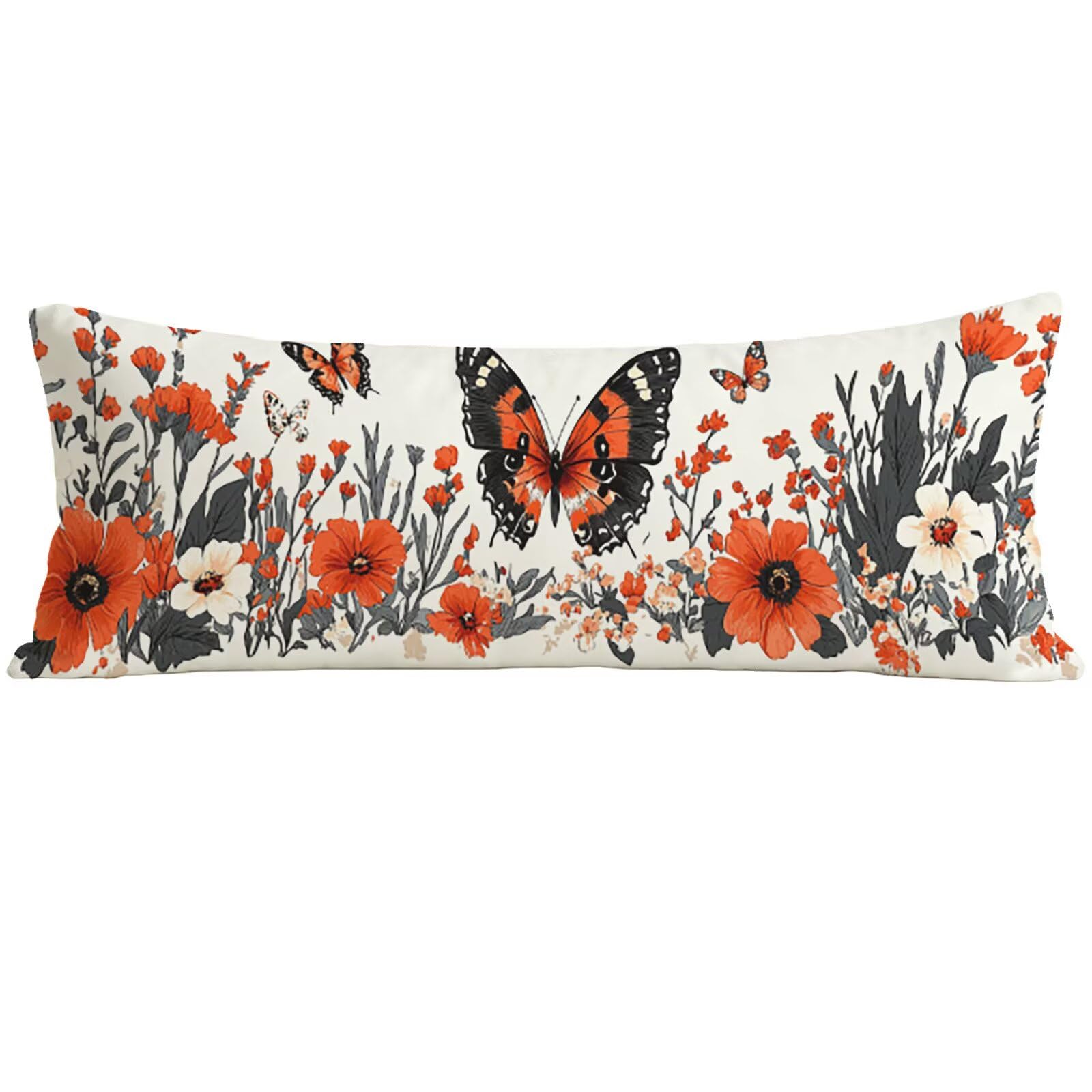 Długa poduszka do spania na biodrze 180 x 60 cm, motyl poszewki na poduszki łóżko, aksamitna kwiatowa poszewka na poduszkę, wsparcie ciążowe idealne do spania na biodrze, dekoracyjna poszewka na