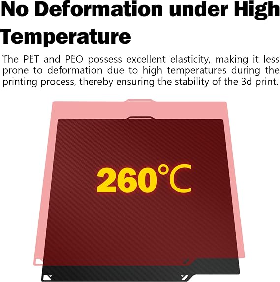 Centauri Carbon PET PEO Build Plate for Elegoo Centauri 260x271mm, 3D Printer Double Sided Textured and Smooth Platform Surface Sheet Platform Flexible Removable Heated Bed 3D Printing Platform Mat