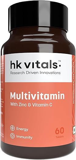 HK Vitals Multivitamin (60 Tablets) | For Men and Women | With Zinc, Vitamin C, Vitamin D3, Multiminerals & Ginseng Extract