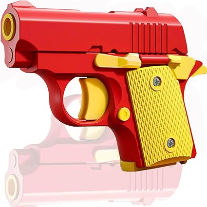 Fidget Toys Pistol, 3D Gravity Mini 1911 Fidget Pistol Toys,Fidget Sensory Toys,Stress Relief for Adults, Suitable for Relieving ADHD, Anxiety, Best Gift for Adults and Kids(Red/Yellow)