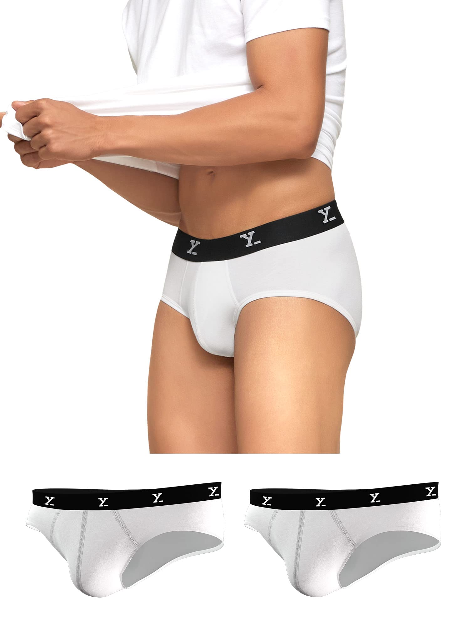 XY XX Men's Ace Micromodal Regular Fit Solid Antimicrobial Briefs with No Marks Waistband (Pack of 3)