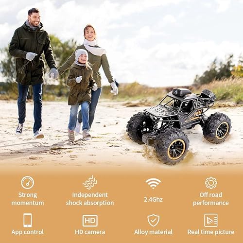 Miniatura 2 de Auto a control remoto 1:18 con cámara, aleación de alta velocidad, camión todoterreno de carreras rápidas, vehículo eléctrico de juguete para niños,
