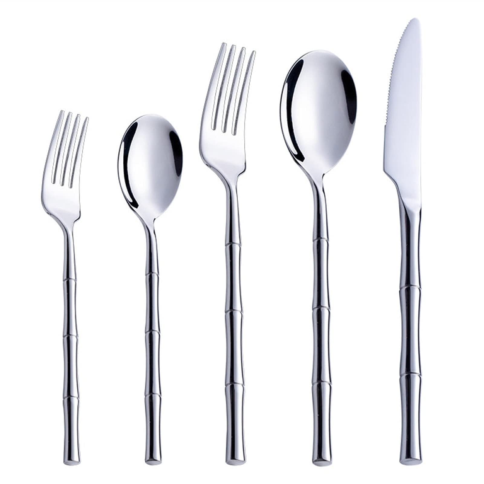 Besteck-Sets 20-teiliges goldenes Geschirr-Set Edelstahl-Geschirr-Set Messer-Gabel-Löffel-Besteck-Set Spülmaschinenfestes Besteck-Set Edelstahl (Color : 20PCS Gold) (24pcs Silver) (24pcs Silver )