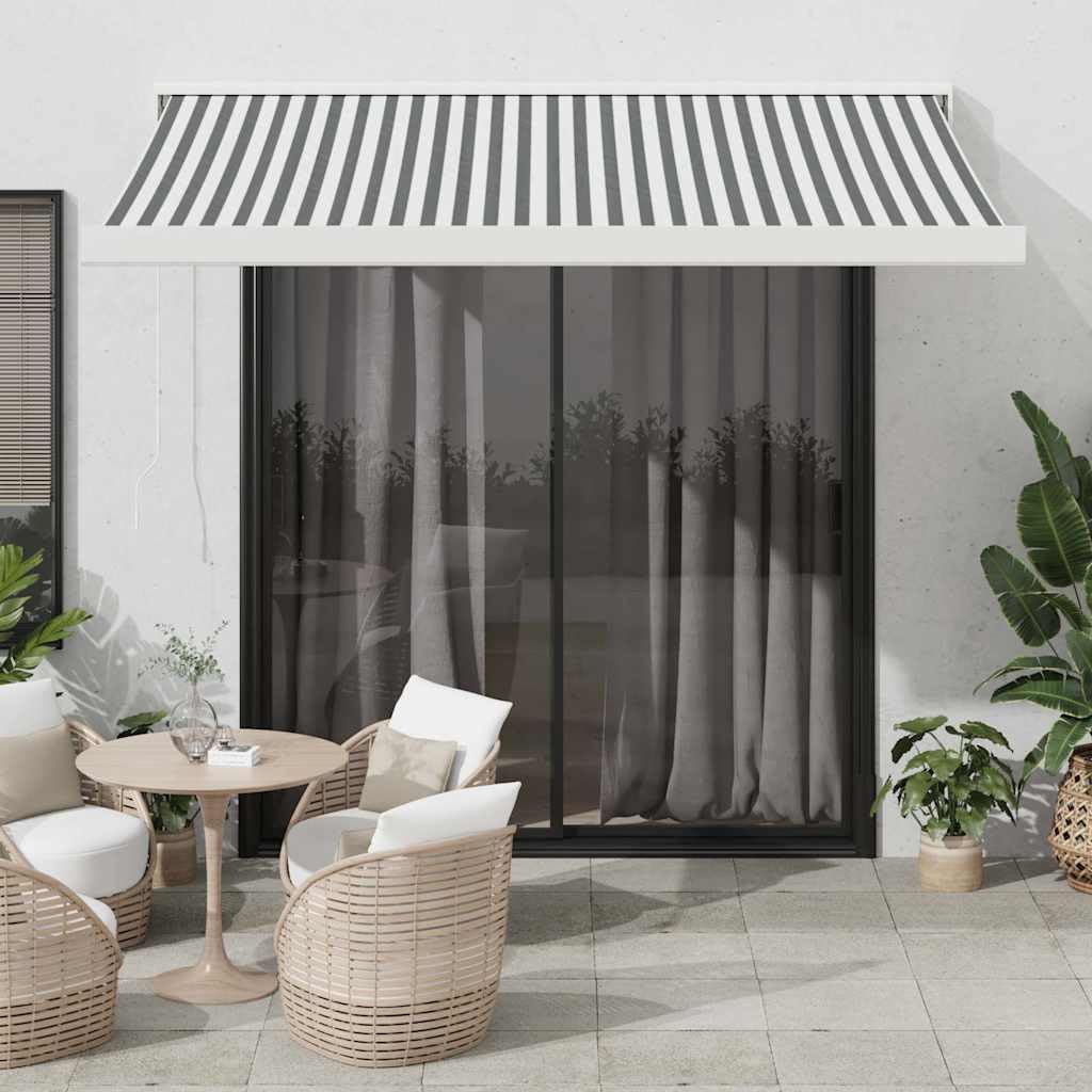 Tenda da Sole Retrattile con Bracci, Antracite e Bianca 3.5x2.5m, Tessuto Poliestere UV e Alluminio, Tendone da Esterno per Balcone Terrazza Bar, Telo Ombreggiante