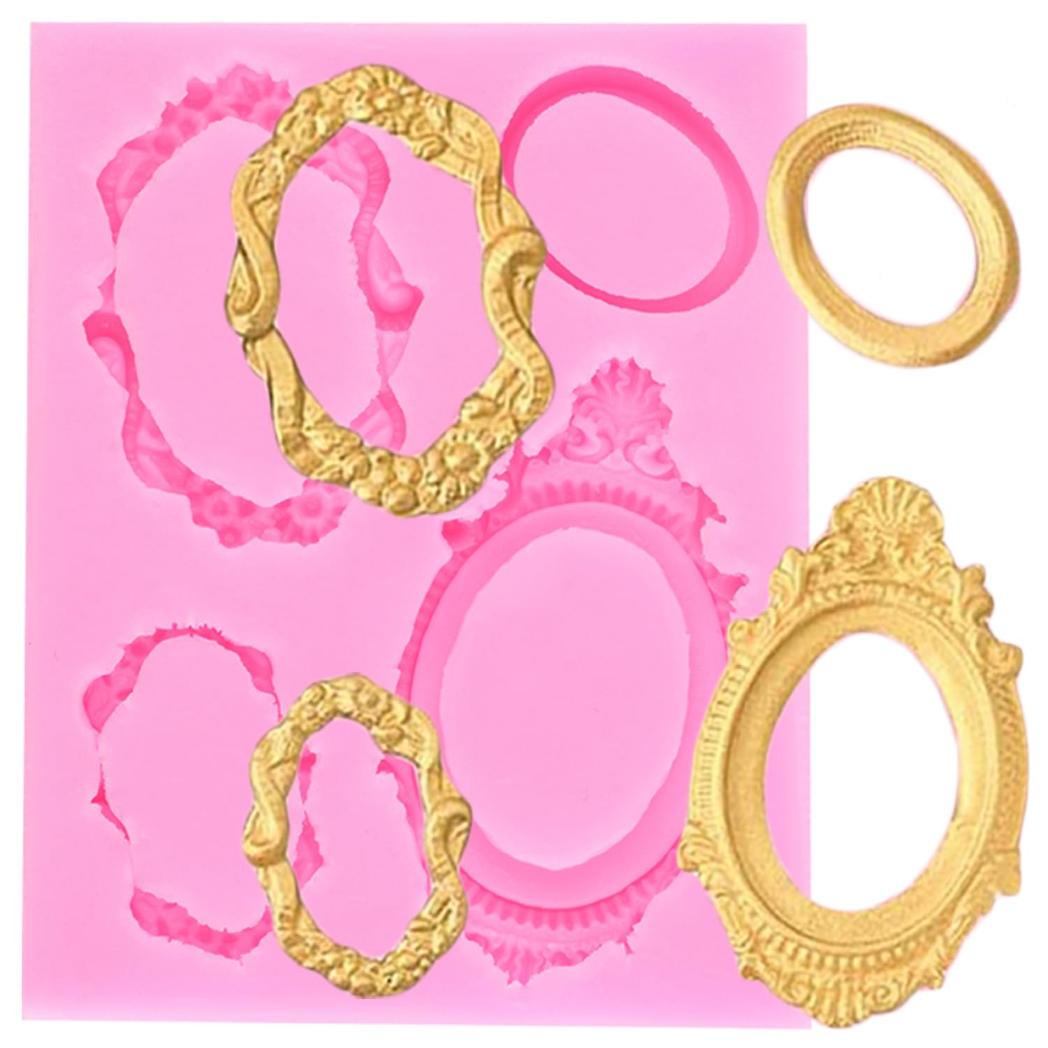 Photo Frame Silicone Molds Baroque Style Picture Frames Fondant Mold For Cake Decorating Cupcake Topper Candy Chocolate Gum Paste Polymer Clay