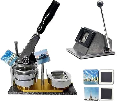 Instant Photo Magnet Maker Machine for DIY Enthusiasts 2x2 Inch Magnet Press Kit Includes Paper Cutting Tool, 100pcs Supplies, Perfect for Custom Fridge Stickers & Craft Projects
