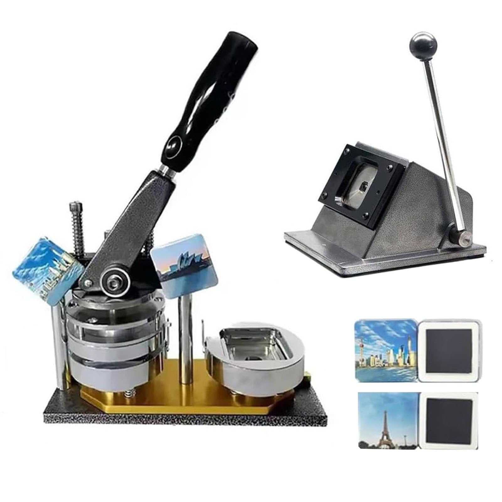 Máquina para Hacer imanes fotográficos instantáneos para Aficionados al Bricolaje: Kit de Prensa de 5 x 5 cm, Incluye Herramienta para Cortar Papel.