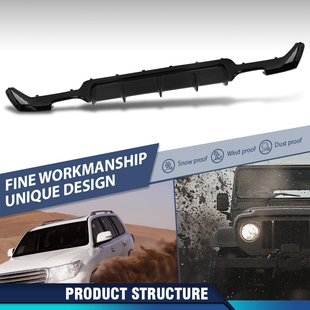 PIT66 Rear Bumper Diffuser Quad Out Exhaust Black Compatible with BMW 4 Series F32 F33 F36 2014-2018 with M Sport Performace Rear Bumper Only, Fit Model with M Sport Bumper Only