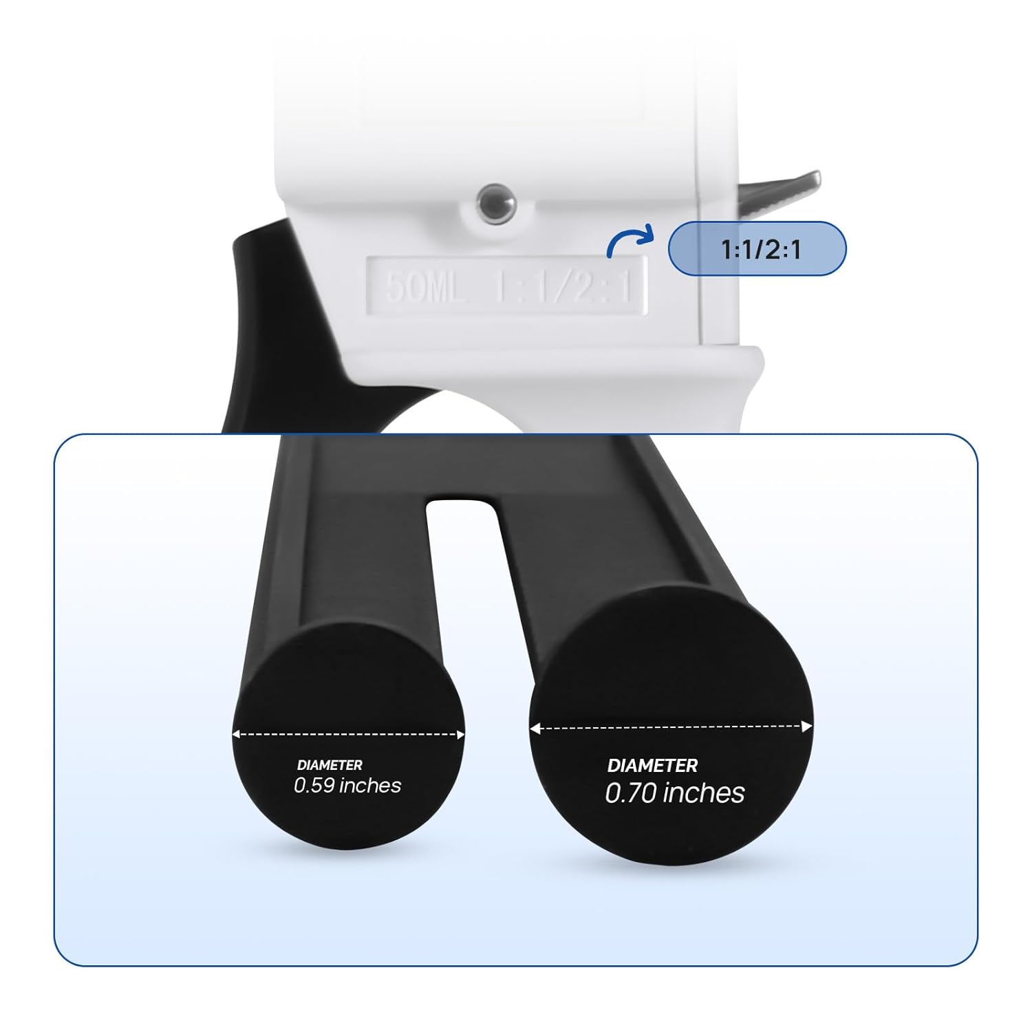 JMU Dispensing Gun 50ml, 1:1/2:1 Dental Impression Mixing Dispensing Gun Kit (Pack of 2)