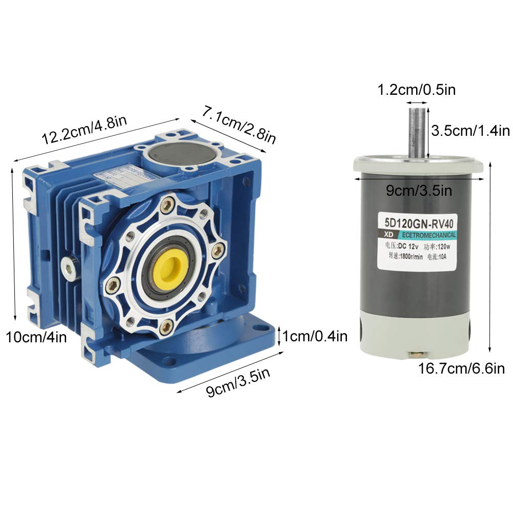 Silnik z przekładnią ślimakową 12 V / 24 V DC, 120 W RV40 Silnik z przekładnią ślimakową Regulowana prędkość CW/CCW z samoblokowaniem(12V)